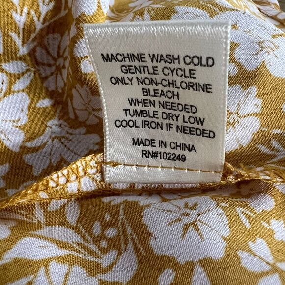 Skies Are Blue Floral Wrap Ruffle Peplum Blouse Top Womens Medium Yellow/White - Picture 5 of 5